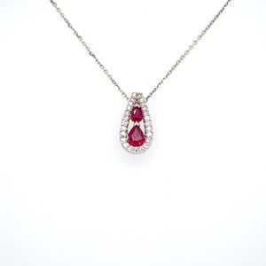 Pink Sapphire and Diamond Halo Pendant in 18kt. White & Rose Gold (2.13ct.  tw.)