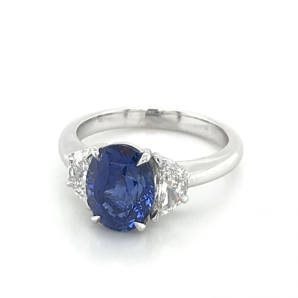 GIA Certified Large Oval Sapphire and Diamond Eternity Platinum