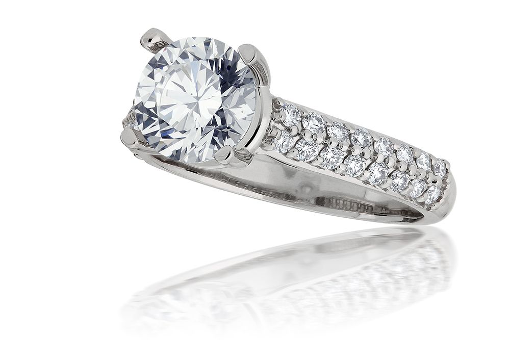 Platinum Solitaire Engagement Ring Setting with Diamond Shank for Wome