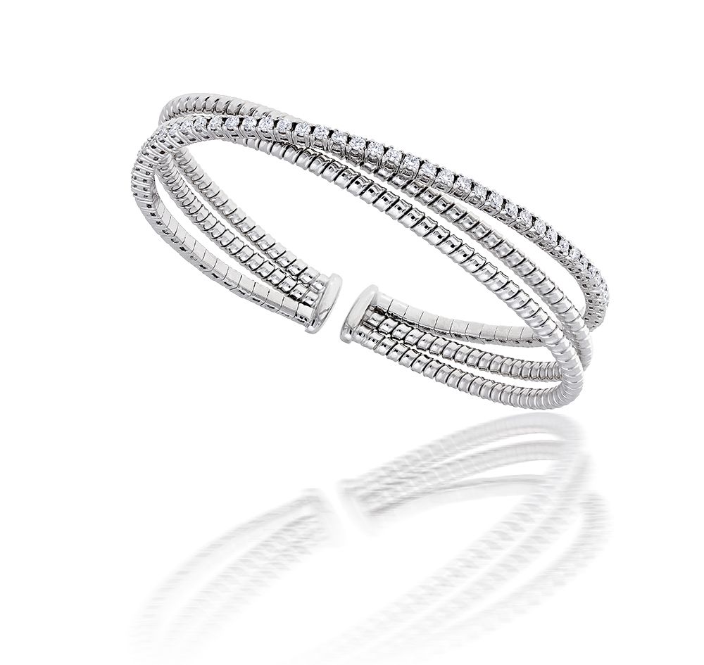 18K Cuff Bracelet with VS Clarity 1 Carat Total Weight Hand-Set Pave White  Diamonds – Noémie