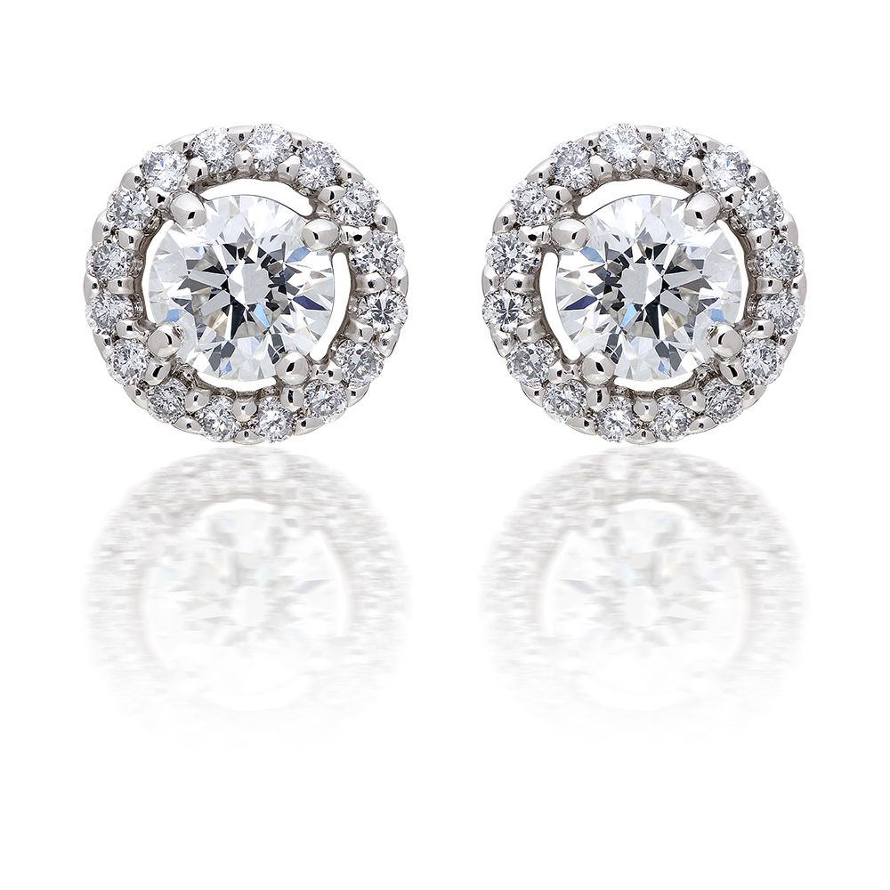 2.65ct VS2 Fancy-Blue Diamond Halo Stud Earrings 18k White Gold