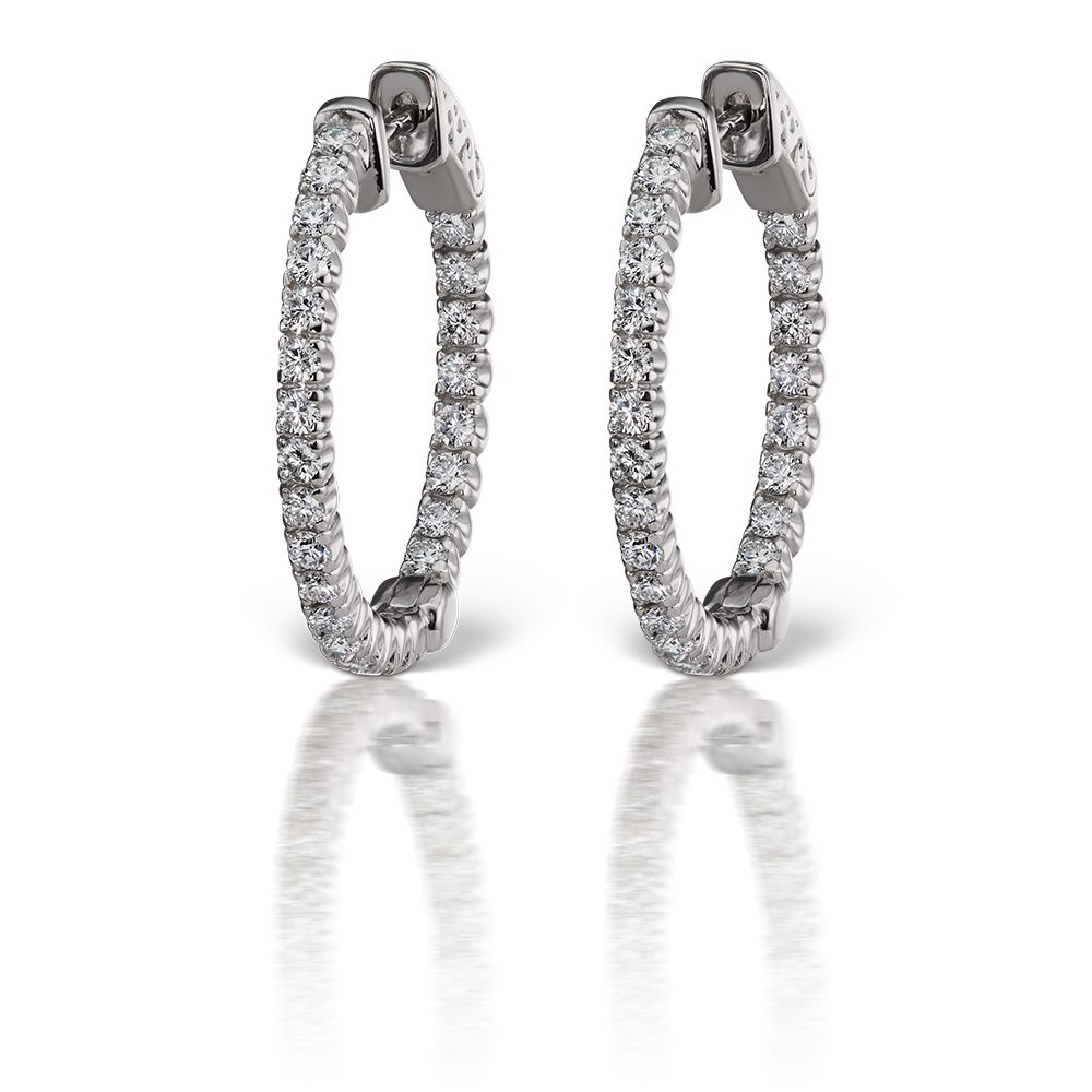 NEW 18K White Gold 1.25'' shops Hoop Earrings