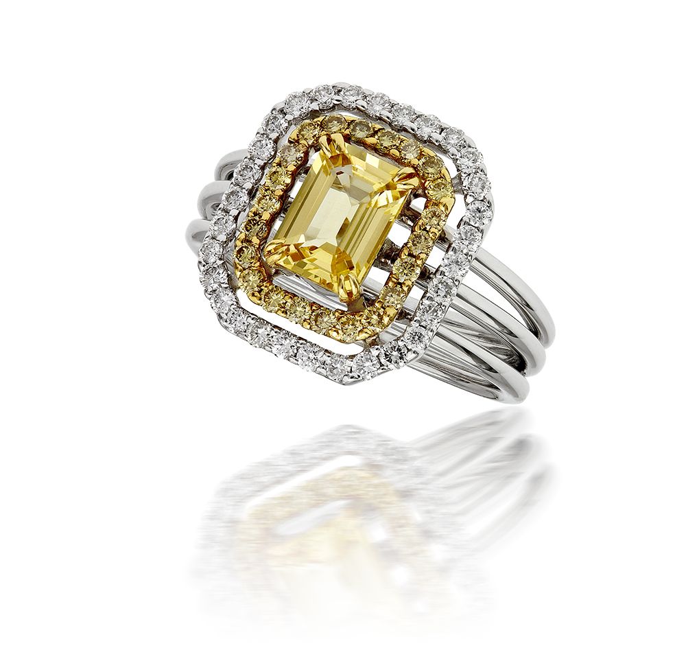 14kw cognac diamond & yellow sapphire ring/ alternative engagement rin –  Bax Street Jewelers